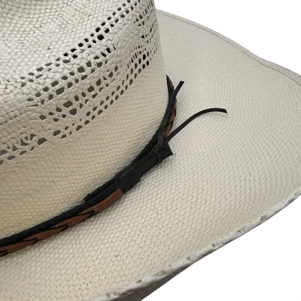 Wild Bill Hats Western Cowboy Hat Rodeo Branded Sz‎ 7 1/8 Mexico 57 White Cream